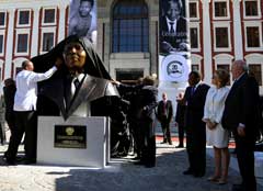 Plaque for Mandela Bust at Parliament in Cape Town